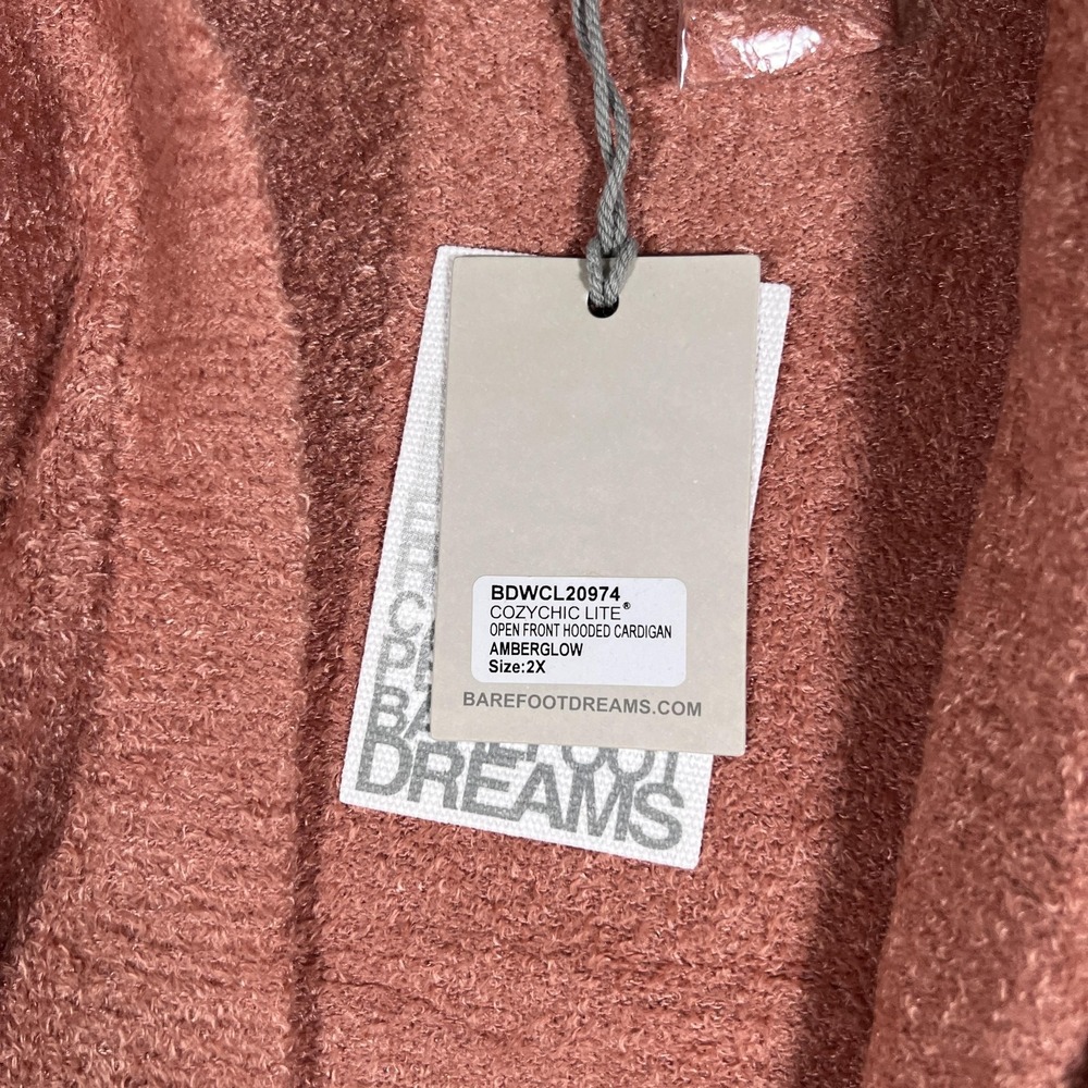 Barefoot Dreams Sweater Womens 2X Amberglow CozyChic Hooded Cardigan - Picture 4 of 10